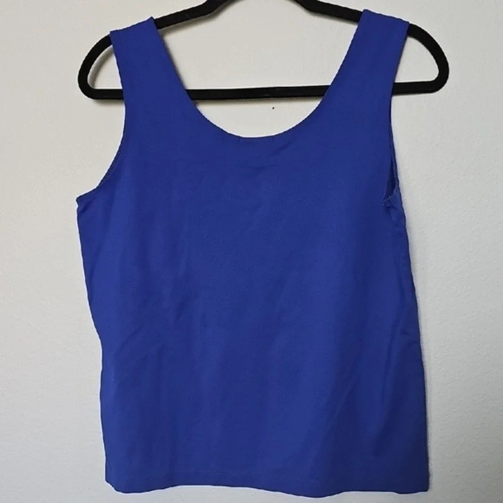 Chico's Stretchy Royal Cobalt Blue Fitted Sleeveless Scoop Neck Tank Size 2 M/L